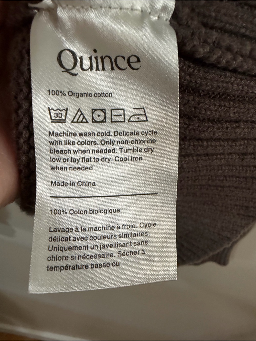 Quince 100% Organic Cotton Boyfriend Crew Sweater, Heather Brown, Large - Picture 10 of 15